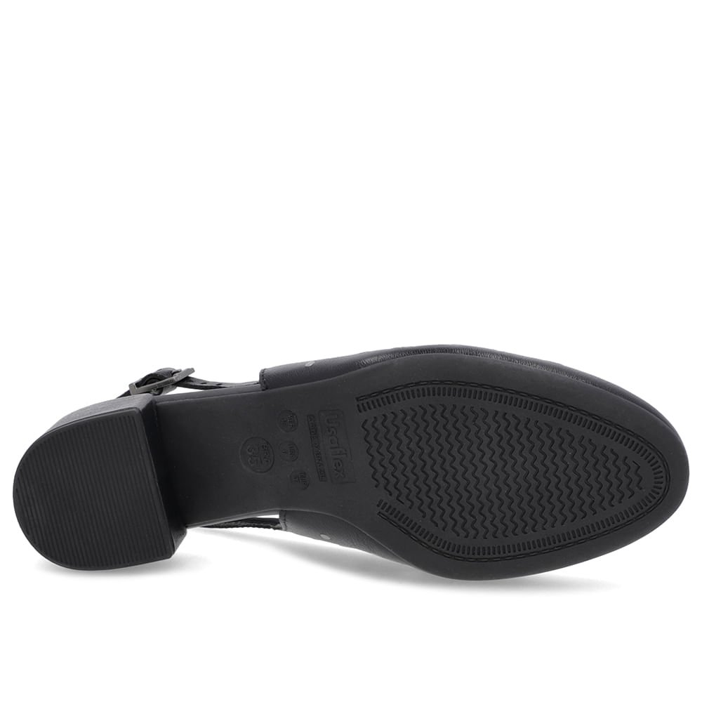 Slingback Preto Bico Redondo Couro Laser Tachas Preto 5