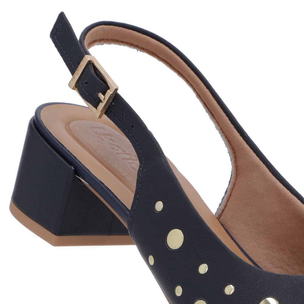 Slingback Azul Bico Redondo Couro Laser Tachas Azul 4