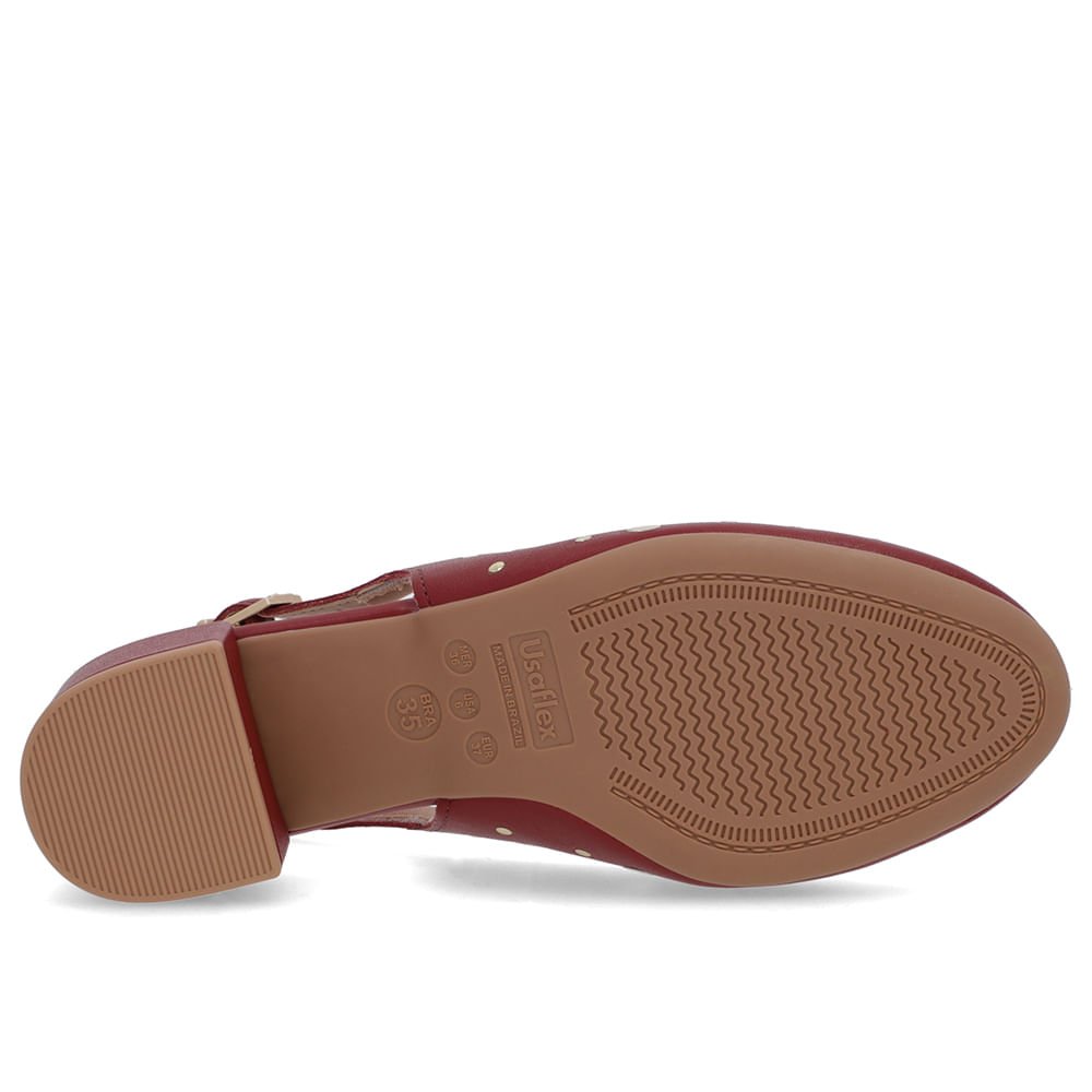 Slingback Vermelho Bico Redondo Couro Laser Tachas Vermelho 5