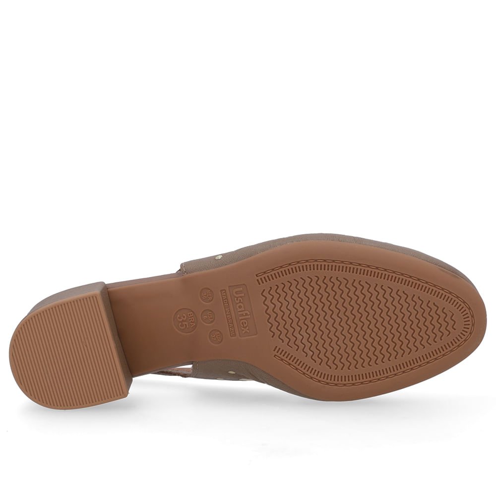 Slingback Marrom Bico Redondo Couro Laser Tachas Marrom 5