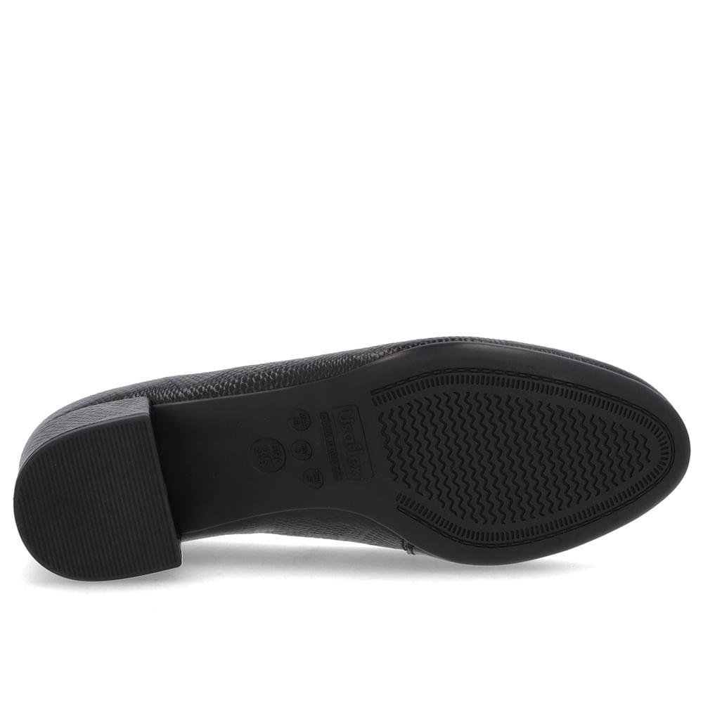 Scarpin Preto Couro Bico Redondo Básico Preto 5