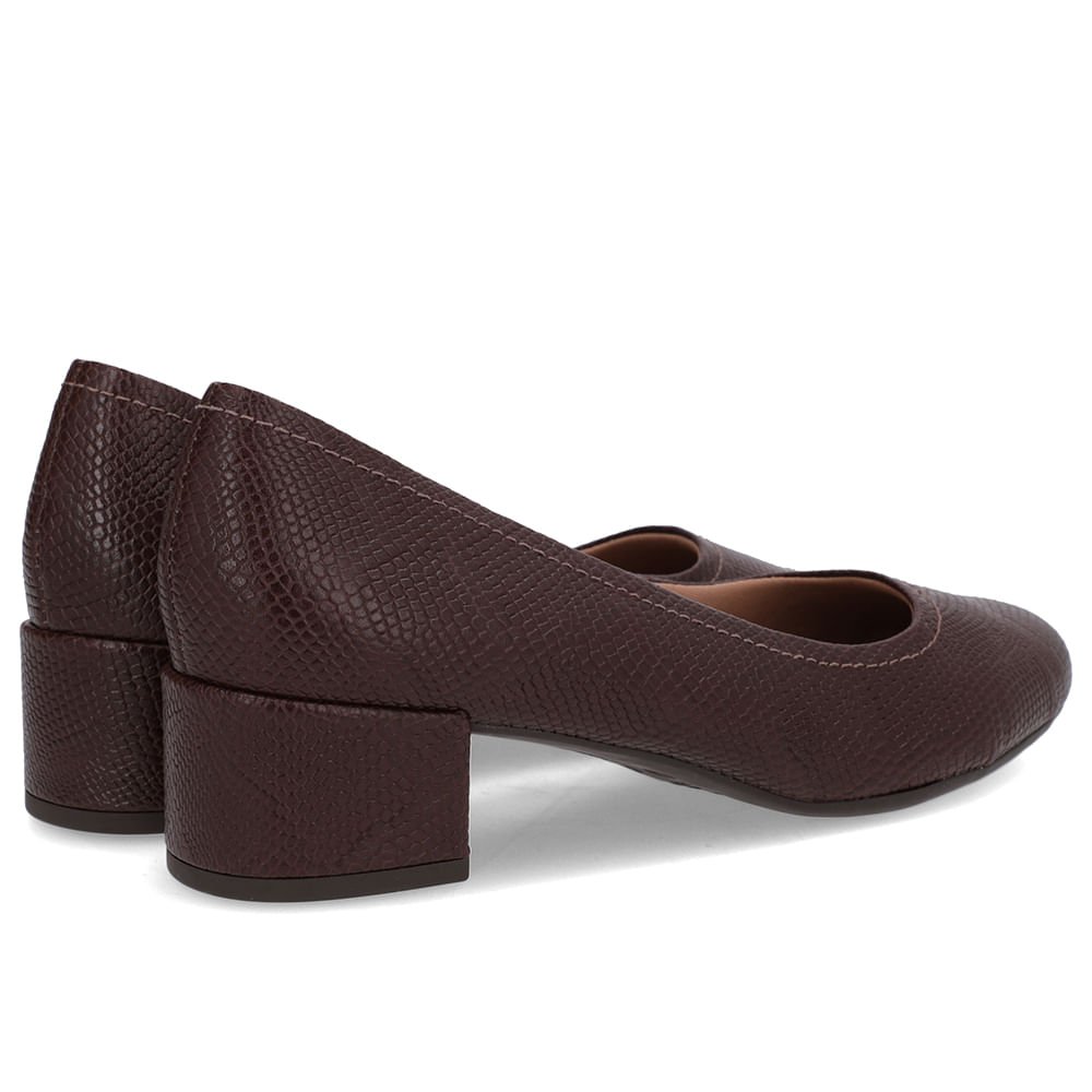 Scarpin Marrom Couro Bico Redondo Básico Marrom 3