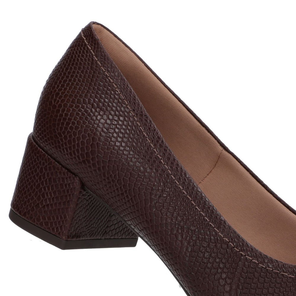 Scarpin Marrom Couro Bico Redondo Básico Marrom 4