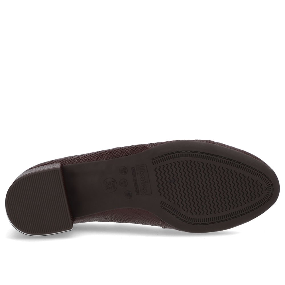 Scarpin Marrom Couro Bico Redondo Básico Marrom 5