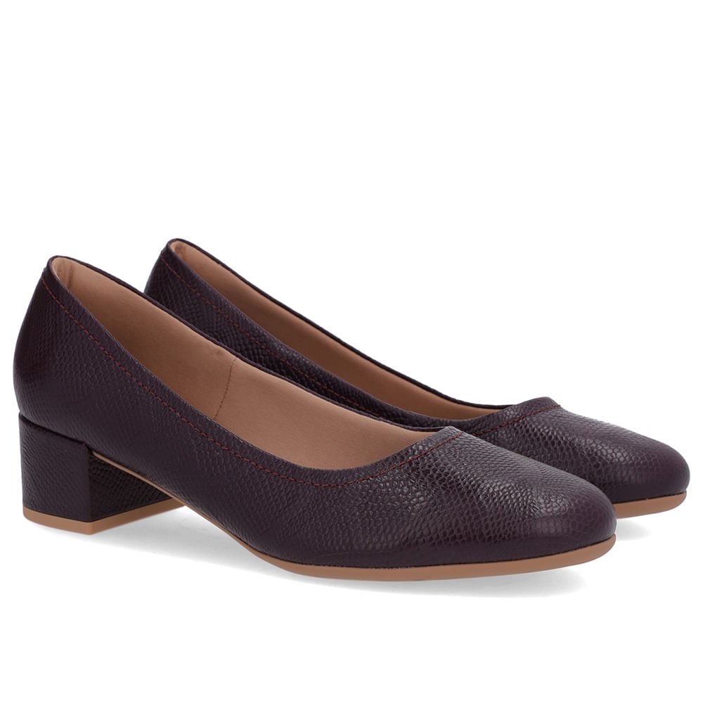 Scarpin Roxo Couro Bico Redondo Básico Roxo 2