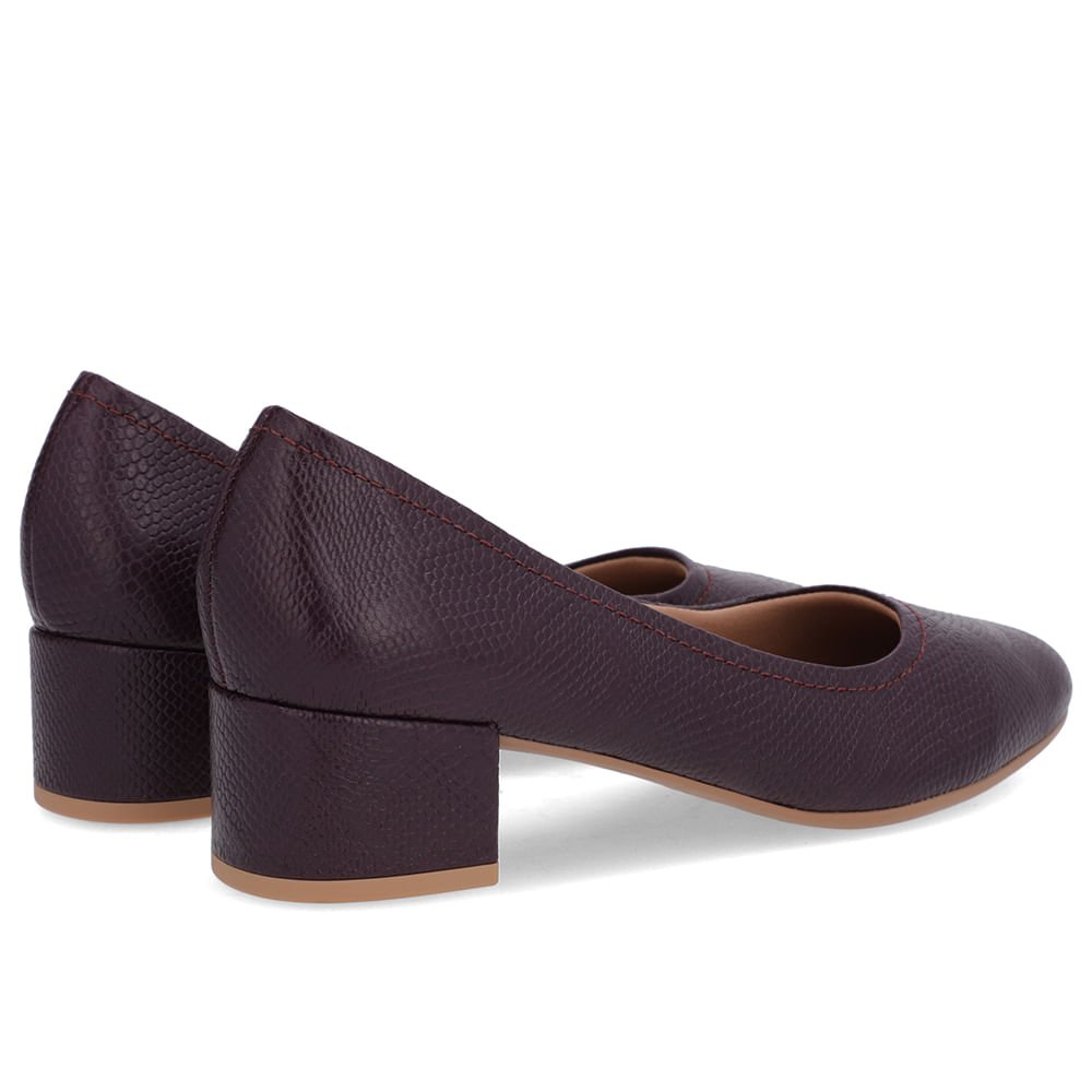 Scarpin Roxo Couro Bico Redondo Básico Roxo 3