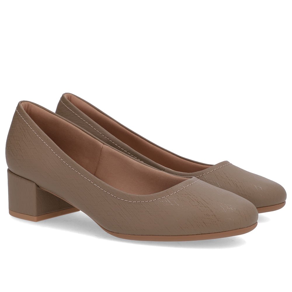 Scarpin Marrom Couro Bico Redondo Básico Marrom 2