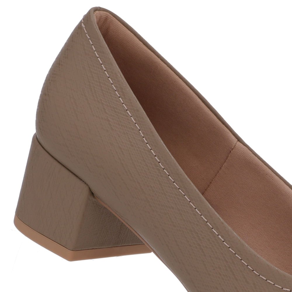 Scarpin Marrom Couro Bico Redondo Básico Marrom 4