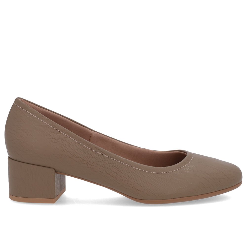 Scarpin Marrom Couro Bico Redondo Básico