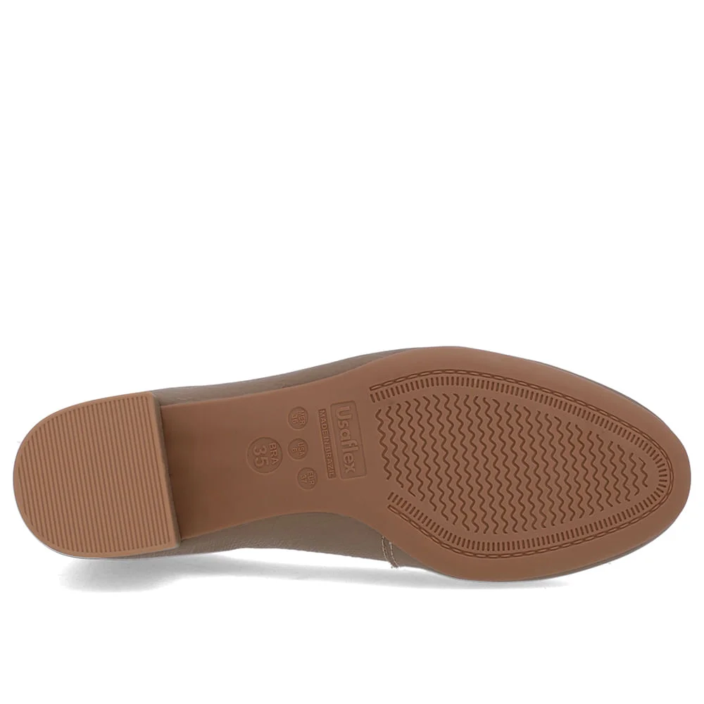 Scarpin Marrom Couro Bico Redondo Básico Marrom 5