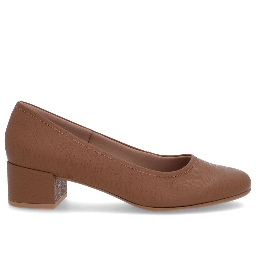 Scarpin Marrom Couro Bico Redondo Básico