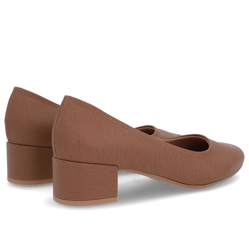 Scarpin Marrom Couro Bico Redondo Básico Marrom 3