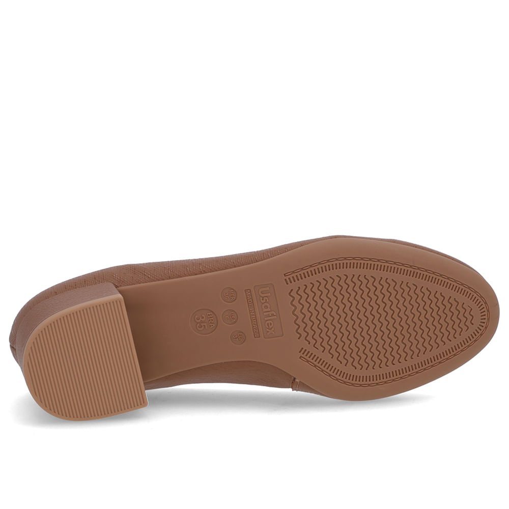 Scarpin Marrom Couro Bico Redondo Básico Marrom 5