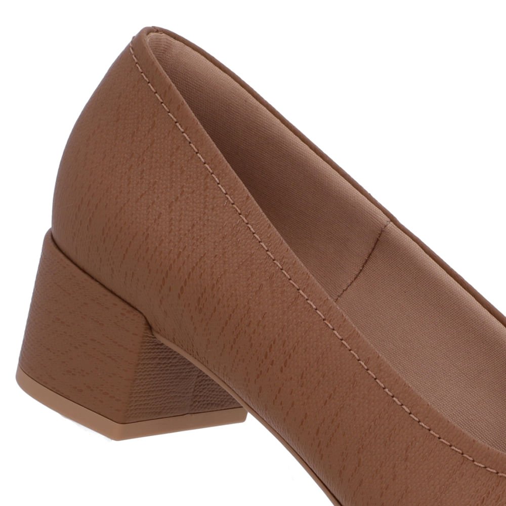 Scarpin Marrom Couro Bico Redondo Básico Marrom 4