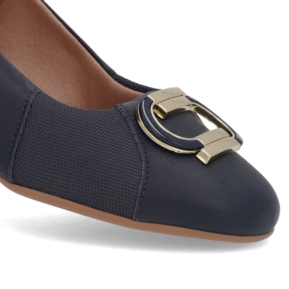 Scarpin Azul Couro Lateral Tecido Azul 4