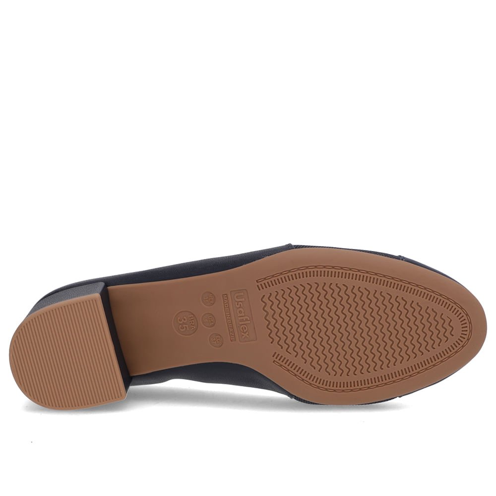 Scarpin Azul Couro Lateral Tecido Azul 5