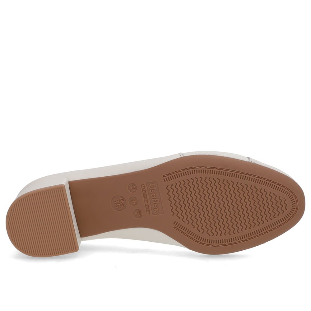 Scarpin Branco Marfim Couro Lateral Tecido Branco 5