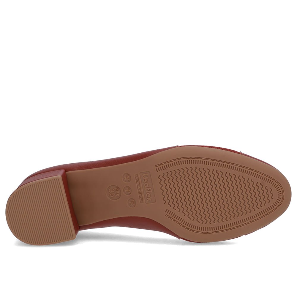 Scarpin Marrom Couro Lateral Tecido Marrom 5