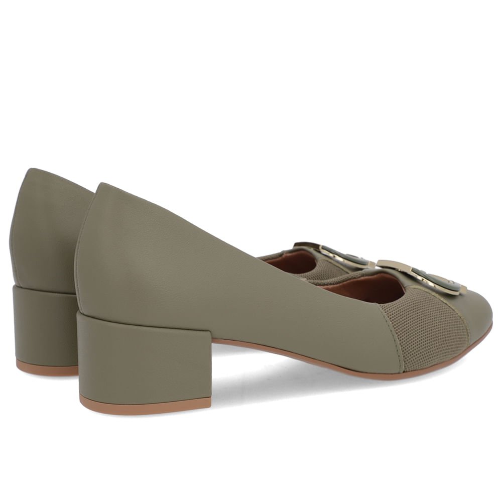 Scarpin Verde Couro Lateral Tecido Verde 3