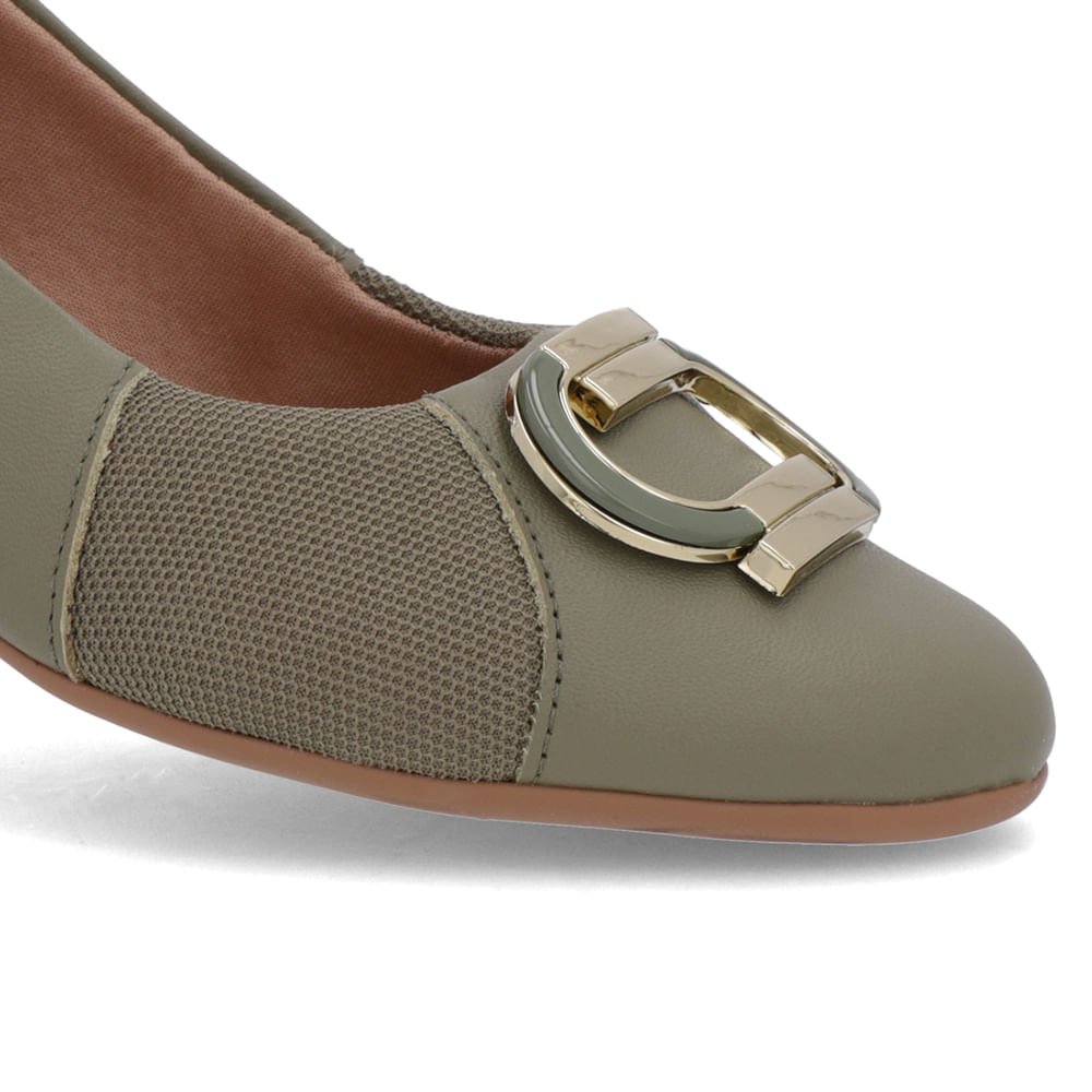 Scarpin Verde Couro Lateral Tecido Verde 4