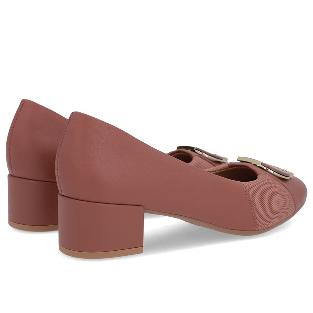Scarpin Rosa Couro Lateral Tecido Rosa 3