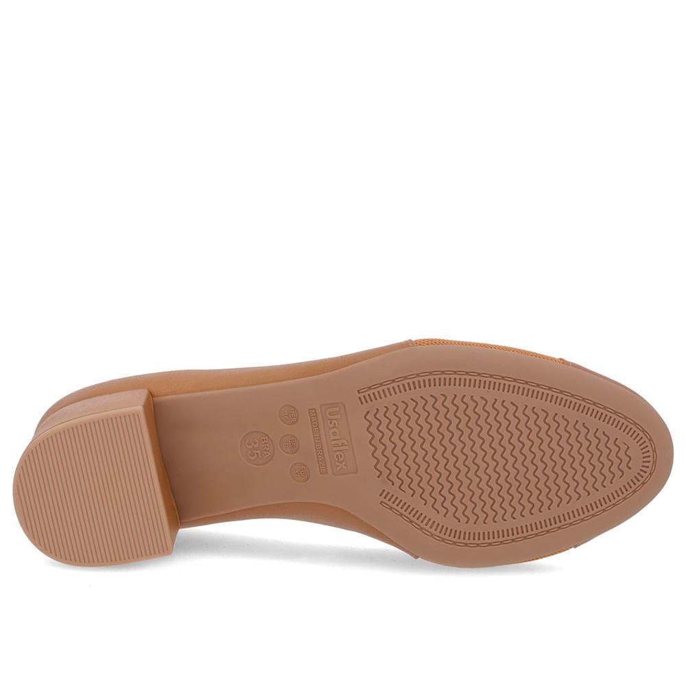 Scarpin Marrom Couro Lateral Tecido Marrom 5
