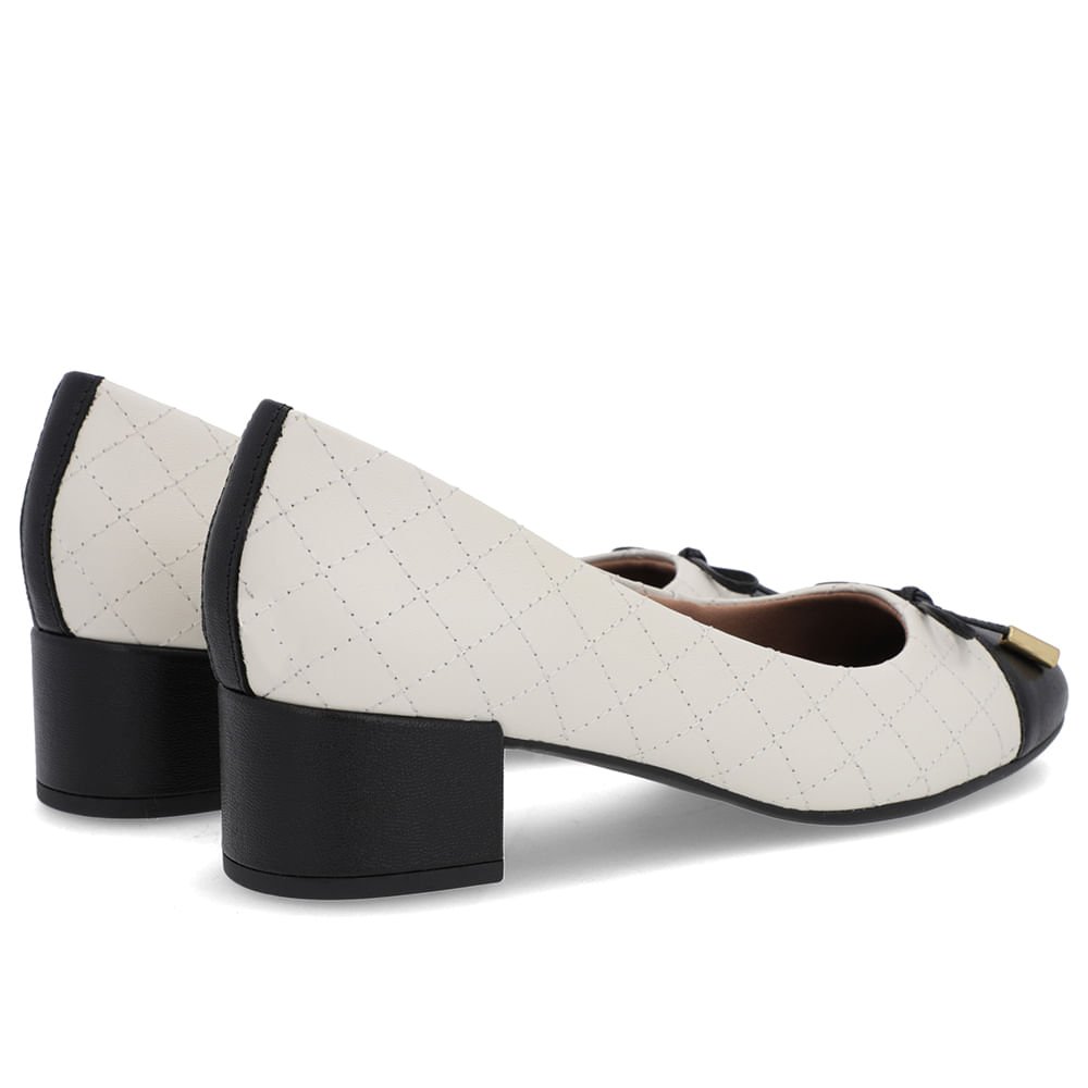 Scarpin Branco Marfim Couro Matelassê Branco 3