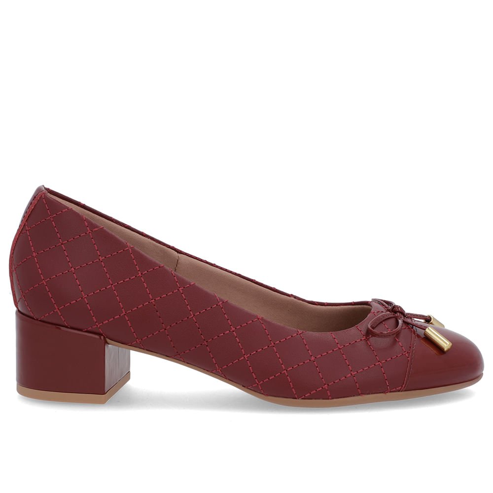 Scarpin Vermelho Couro Matelassê