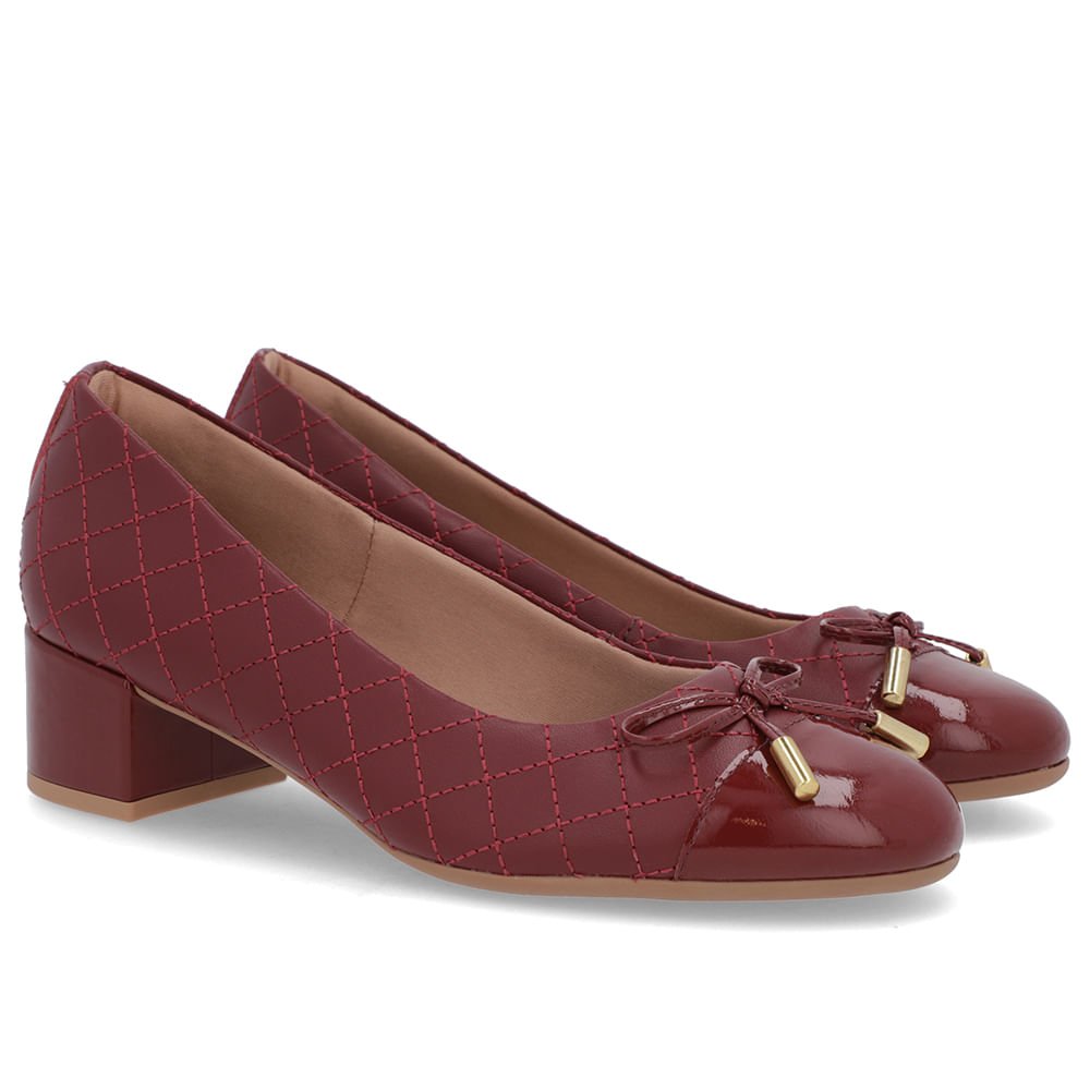 Scarpin Vermelho Couro Matelassê Vermelho 2