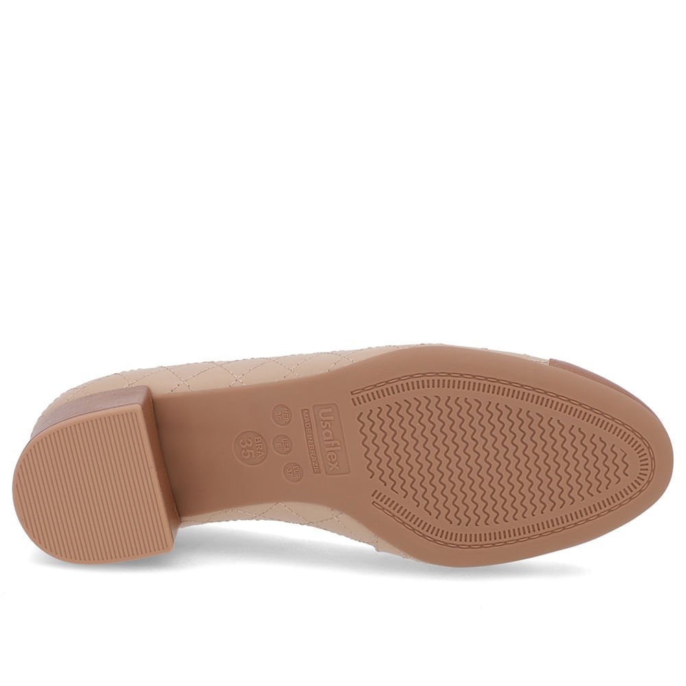 Scarpin Bege Couro Matelassê Bege 5