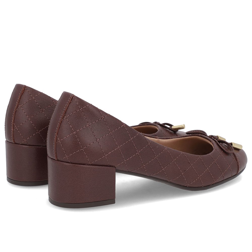 Scarpin Marrom Pinhão Couro Matelassê Marrom 3