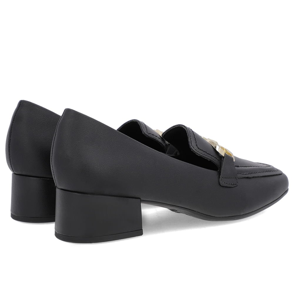 Loafer Preto Couro Bico Quadrado Preto 3