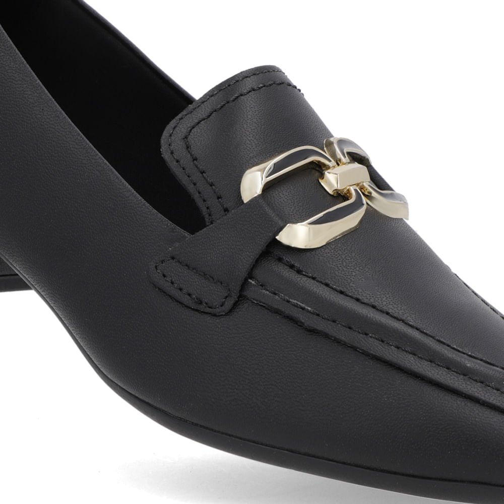 Loafer Preto Couro Bico Quadrado Preto 4