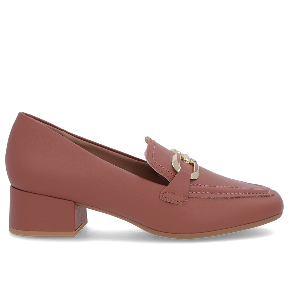 Loafer Rosa Couro Bico Quadrado