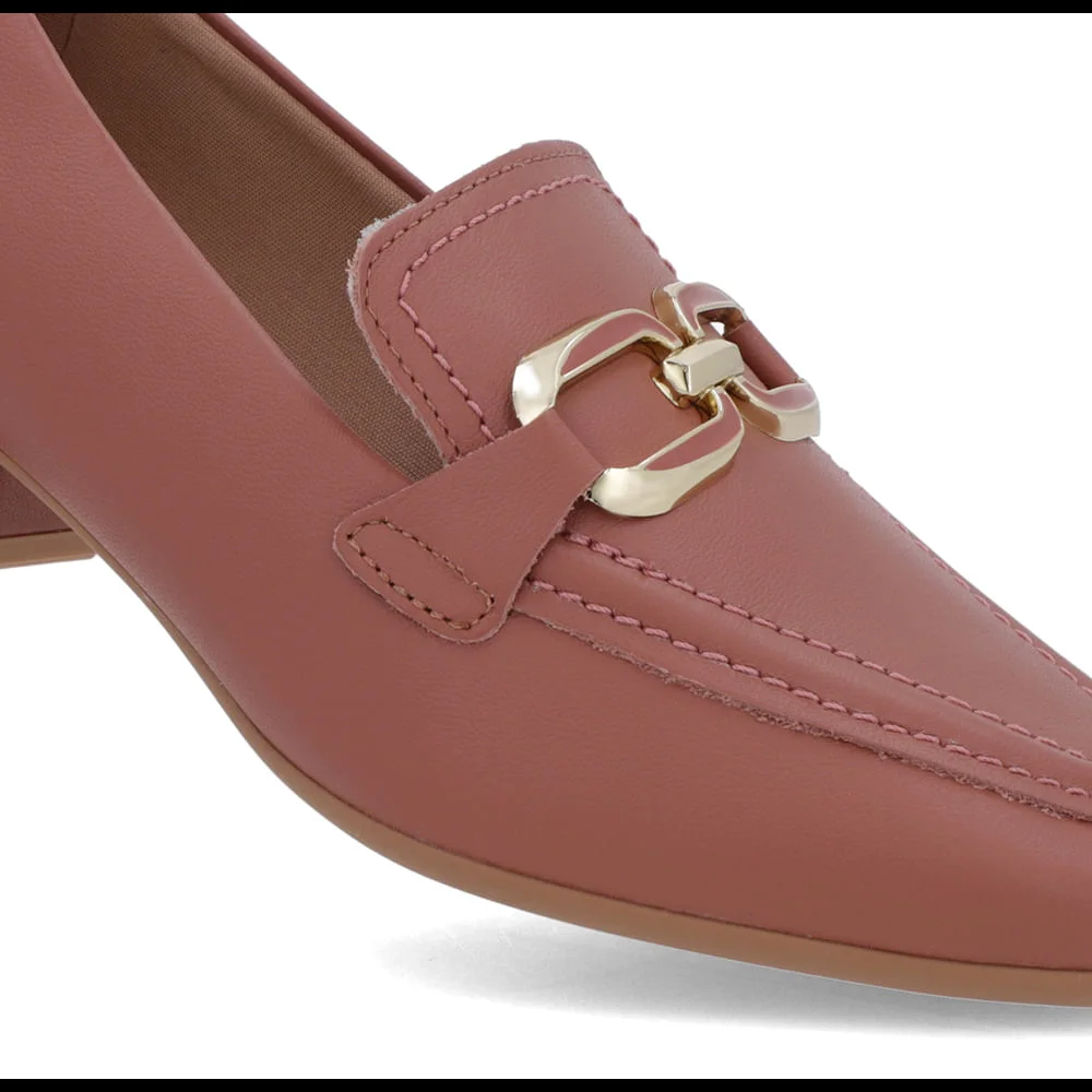 Loafer Rosa Couro Bico Quadrado Rosa 4
