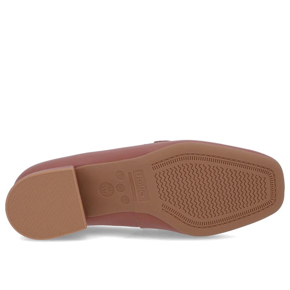 Loafer Rosa Couro Bico Quadrado Rosa 5