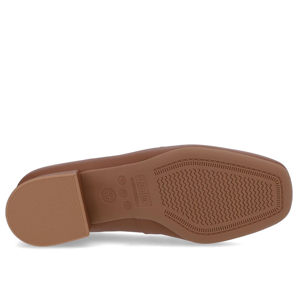 Loafer Marrom Caramelo Couro Bico Quadrado Marrom 5