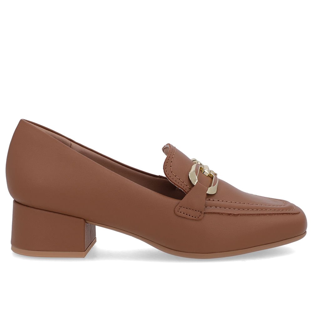 Loafer Marrom Caramelo Couro Bico Quadrado