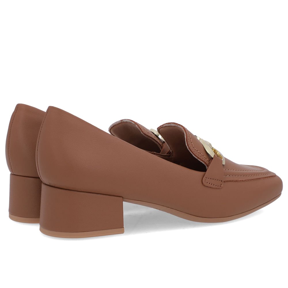 Loafer Marrom Caramelo Couro Bico Quadrado Marrom 3