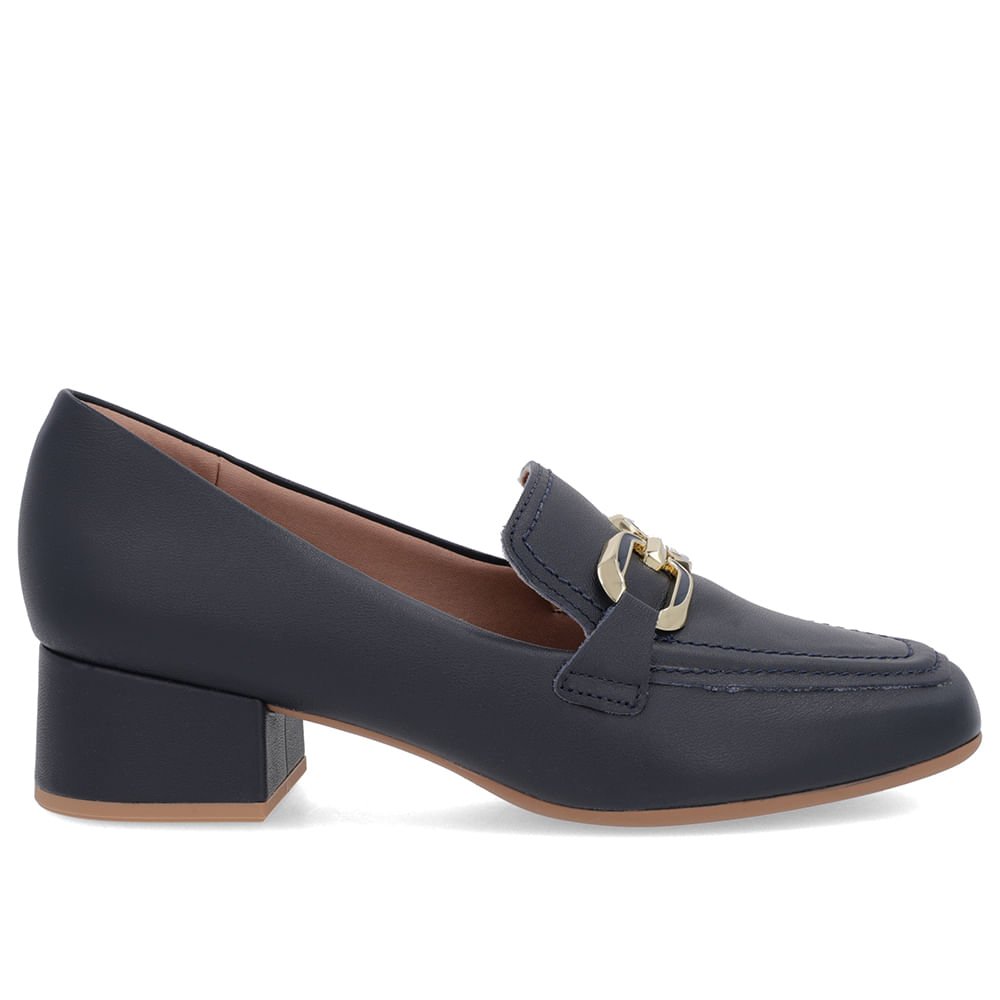 Loafer Azul Couro Bico Quadrado