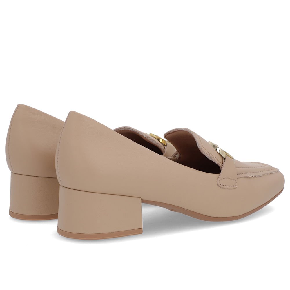 Loafer Bege Couro Bico Quadrado Bege 3