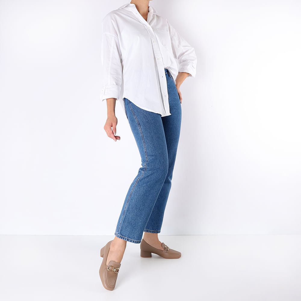 Loafer Marrom Couro Bico Quadrado Marrom 4