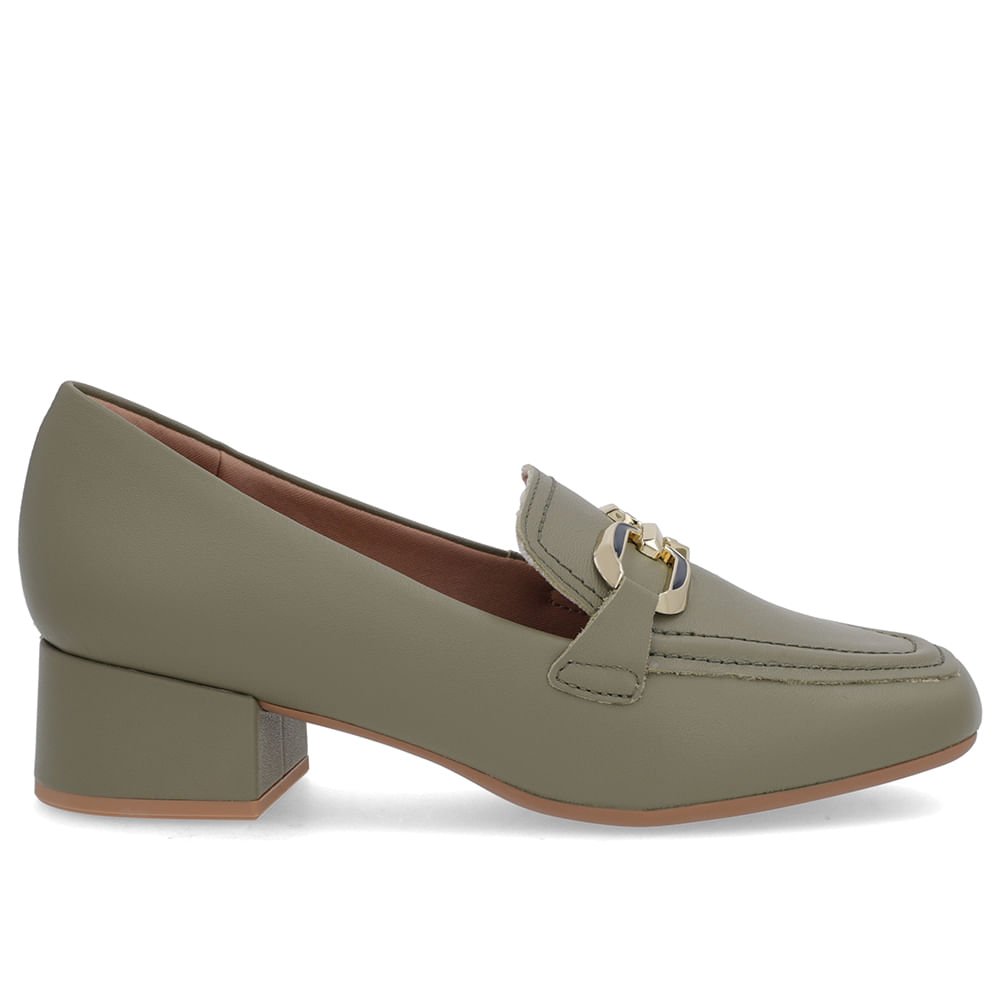 Loafer Verde Couro Bico Quadrado