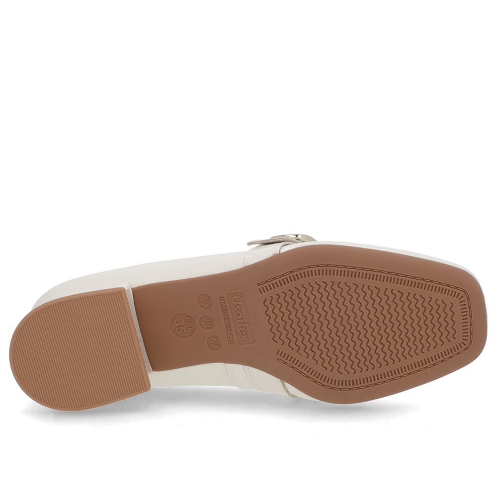 Loafer Branco Marfim Verniz Bico Quadrado Fivela Branco 5