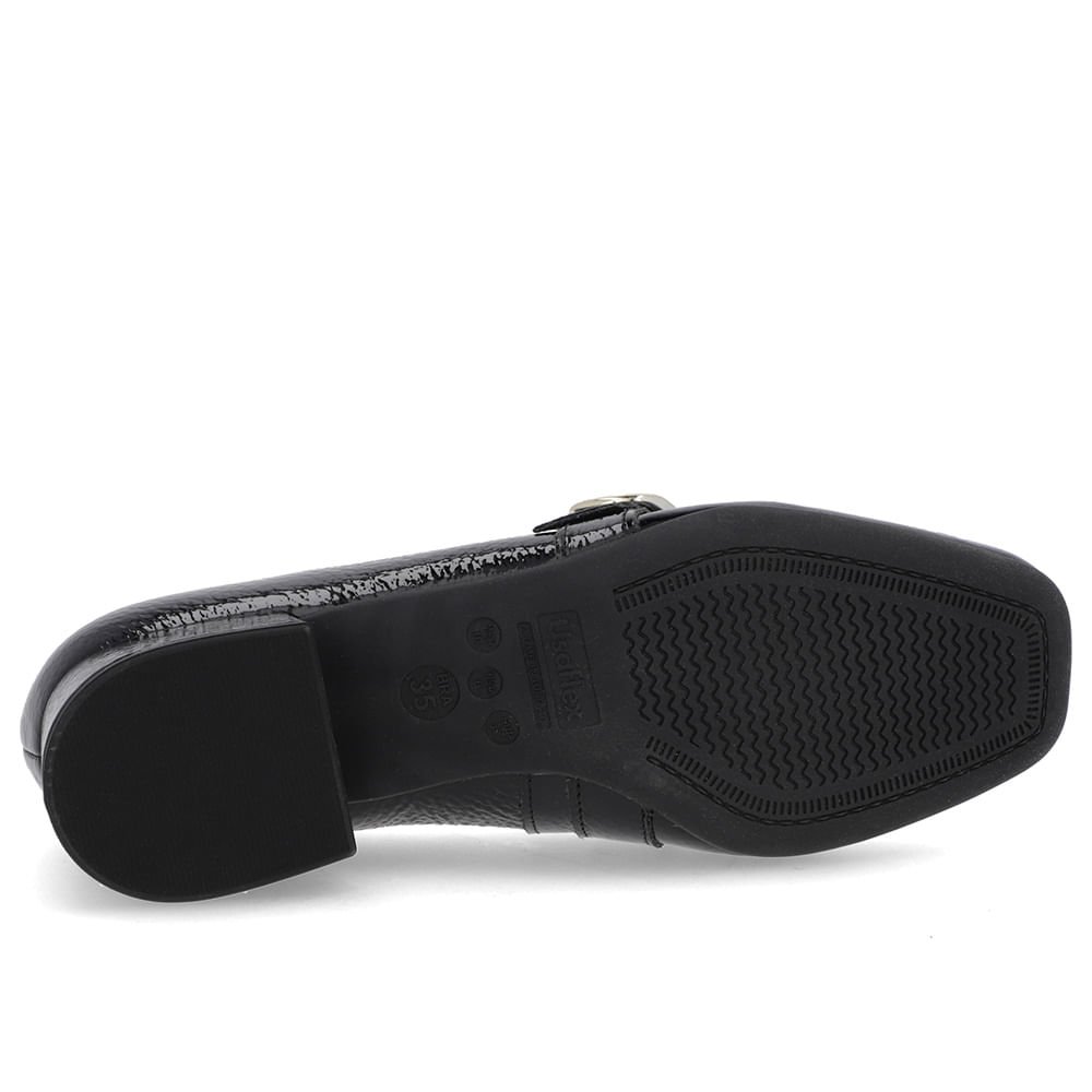 Loafer Preto Verniz Bico Quadrado Fivela Preto 5