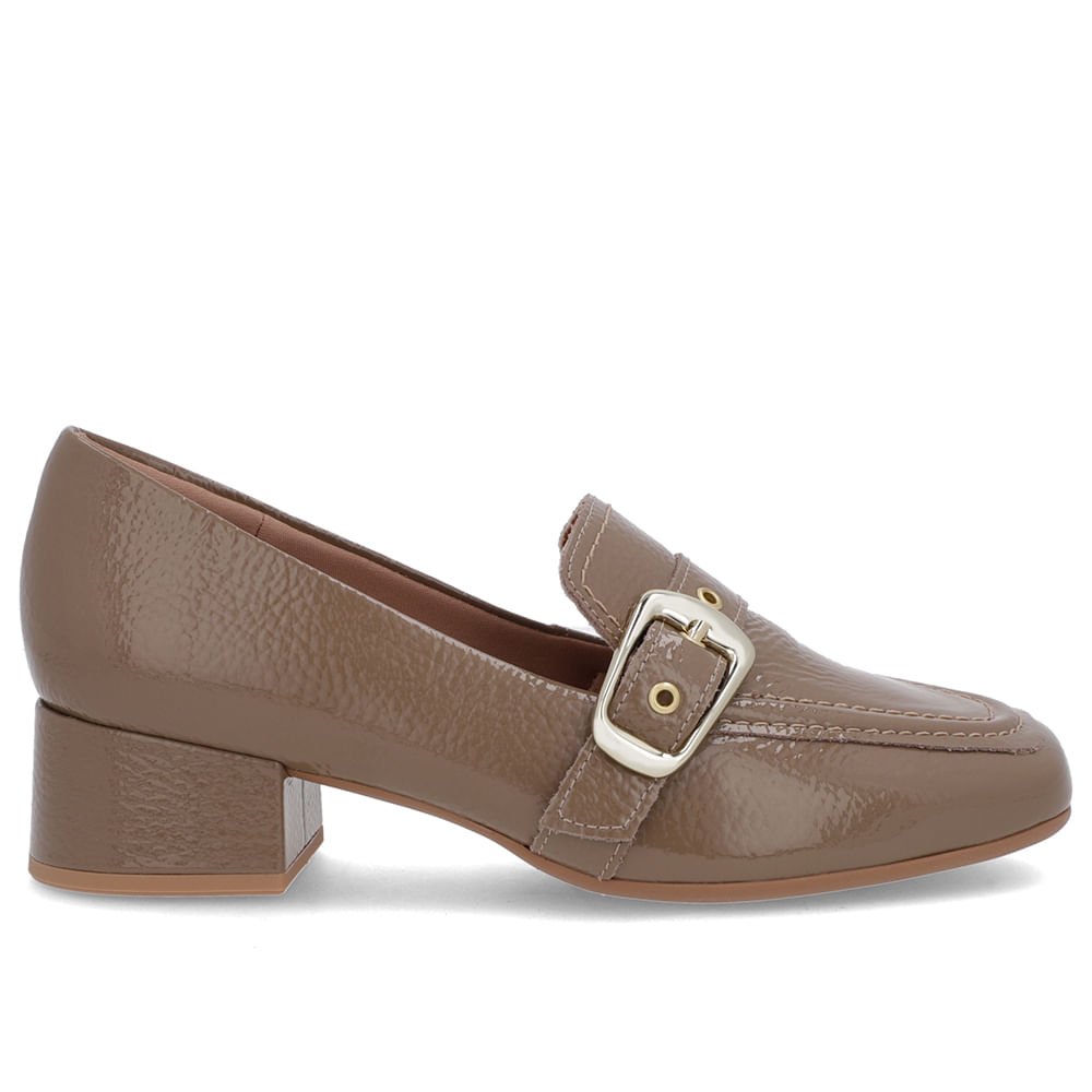 Loafer Marrom Verniz Bico Quadrado Fivela Marrom 1