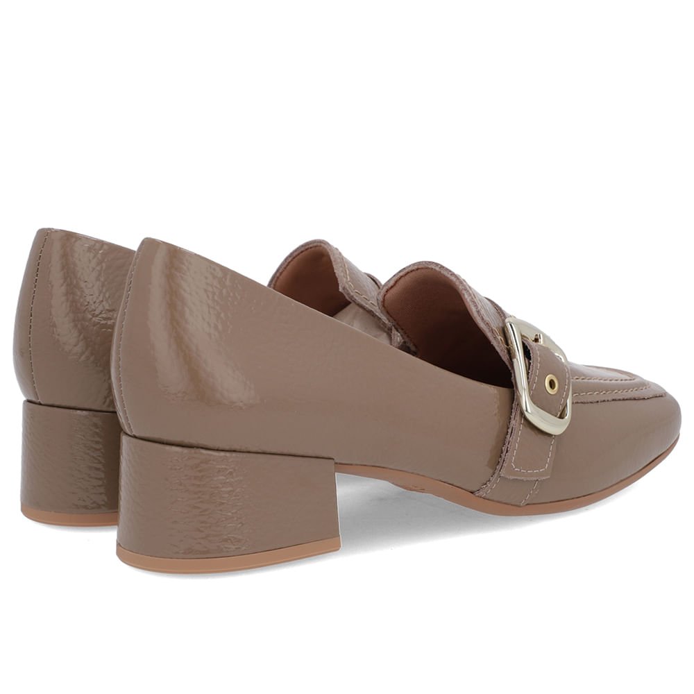 Loafer Marrom Verniz Bico Quadrado Fivela Marrom 3
