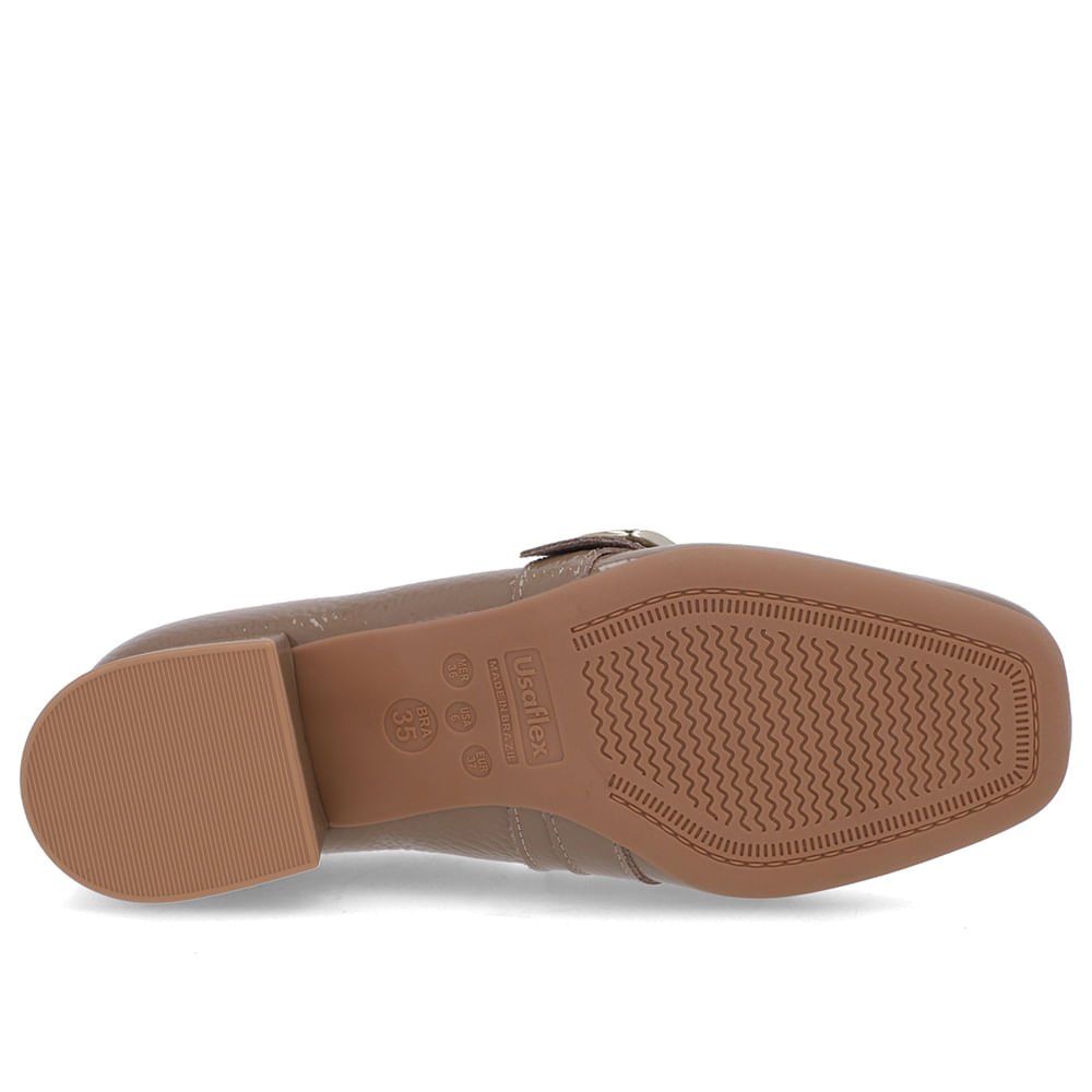 Loafer Marrom Verniz Bico Quadrado Fivela Marrom 5