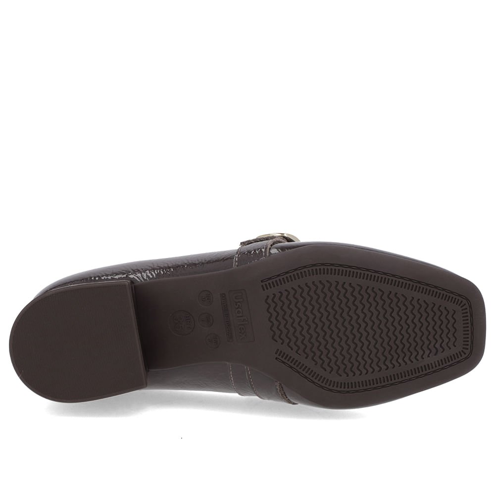 Loafer Marrom Ganache Verniz Bico Quadrado Fivela Marrom 5