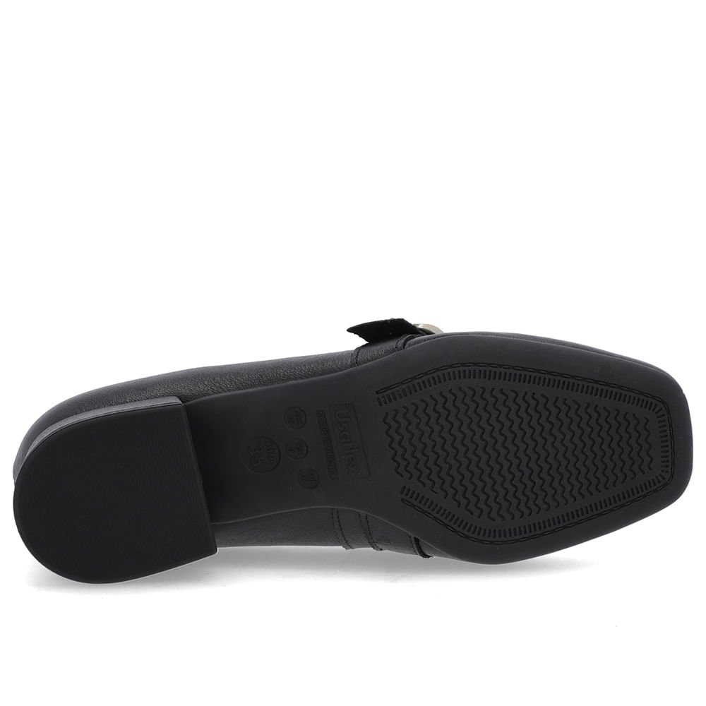 Loafer Preto Couro Bico Quadrado Fivela Preto 5